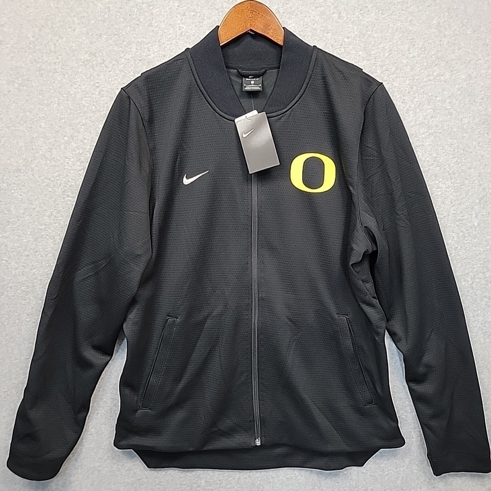 NEW Oregon Ducks Basketball NIKE Dri-Fit Black Zip Up Jacket Vent Back Men's L‎